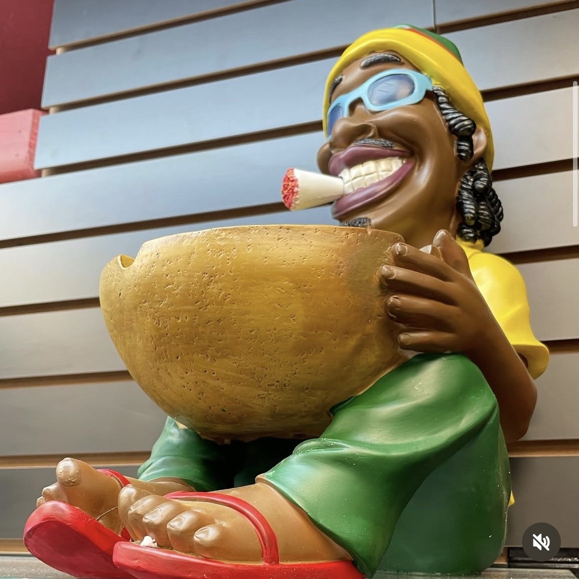 Branded merchandise and smoking accessories on display